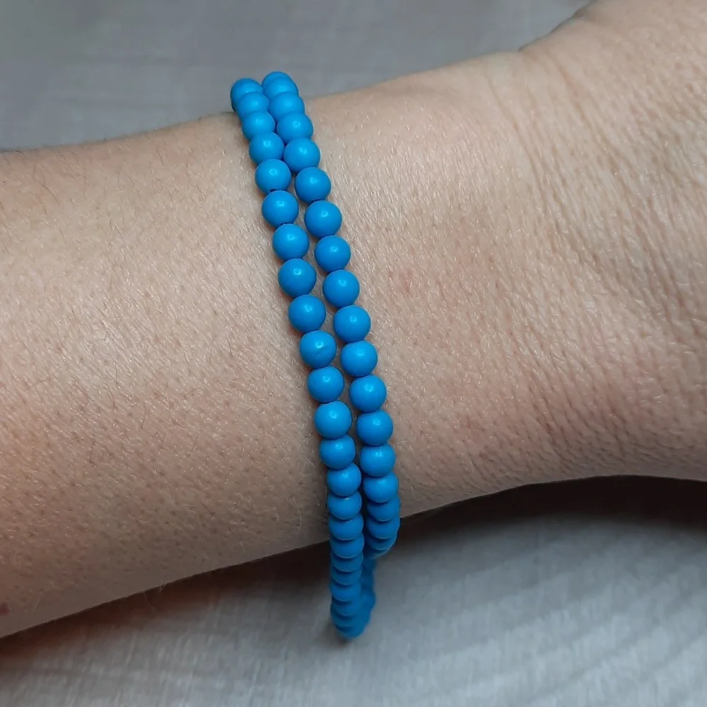 4mm ""Turquoise" Magnesite Stone 15-inch Strand #7 - Picture 3 of 4